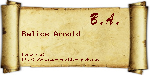 Balics Arnold névjegykártya