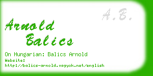 arnold balics business card